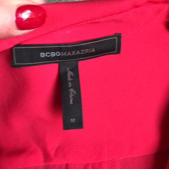 BCBG RED SURPLICE HI LO BLOUSE - Picture 4 of 4